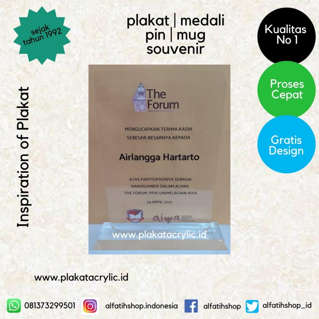 Plakat Akrilik Menteri Koordinator Perekonomian RI