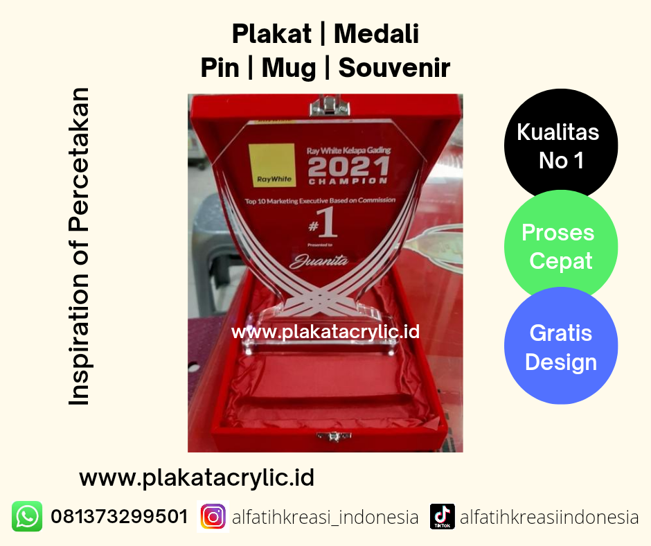Plakat Akrilik Apresiasi Karyawan Ray White Kelapa Gading